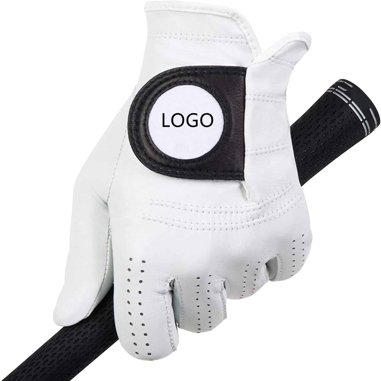 

Custom Logo Mens Golf Glove Rain Grip Color White Left Hand Fit Right Handed Golfer All Weather Durable Grip Size Small Large XL, Custom color