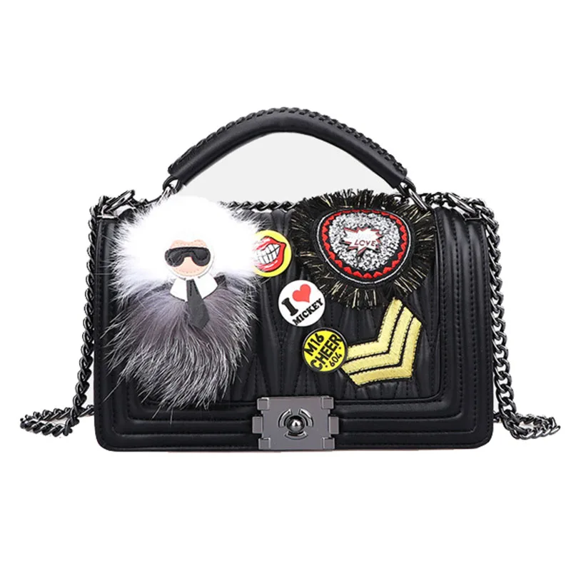 

Fashion Personality Chain Messenger Bag Ladies Handbag Famous Designer Largerfeld Modeling Doll Pendant Shoulder Bag YGH089