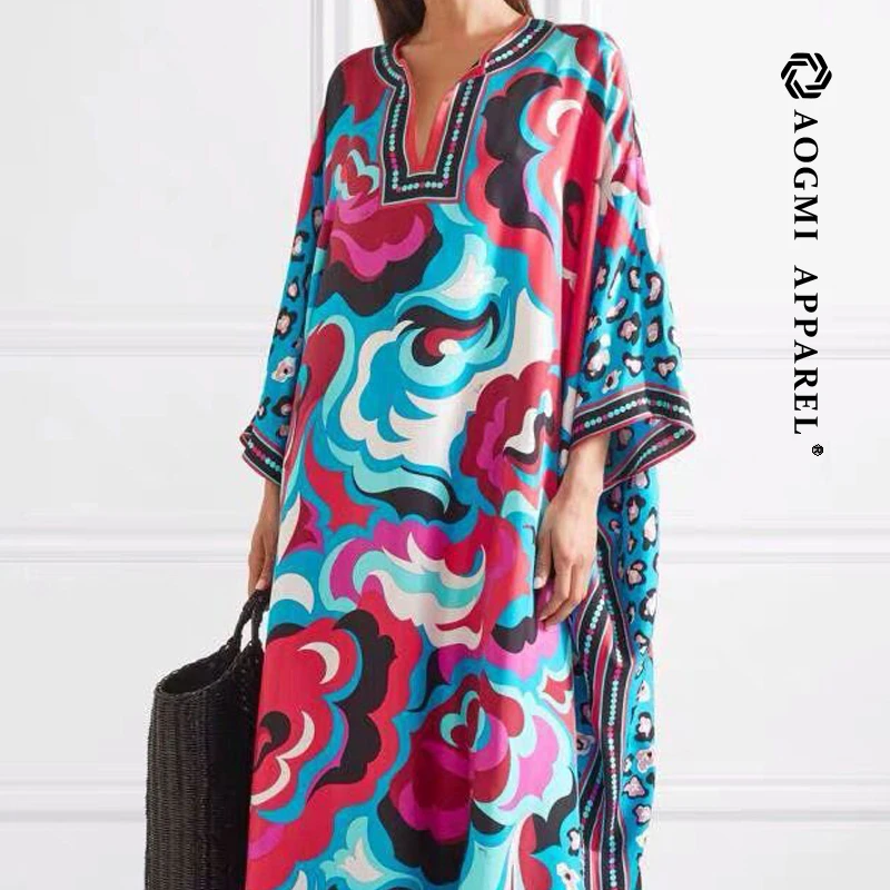 

2021 PRINTED GAUZE SILK & COTTON CAFTAN DRESS