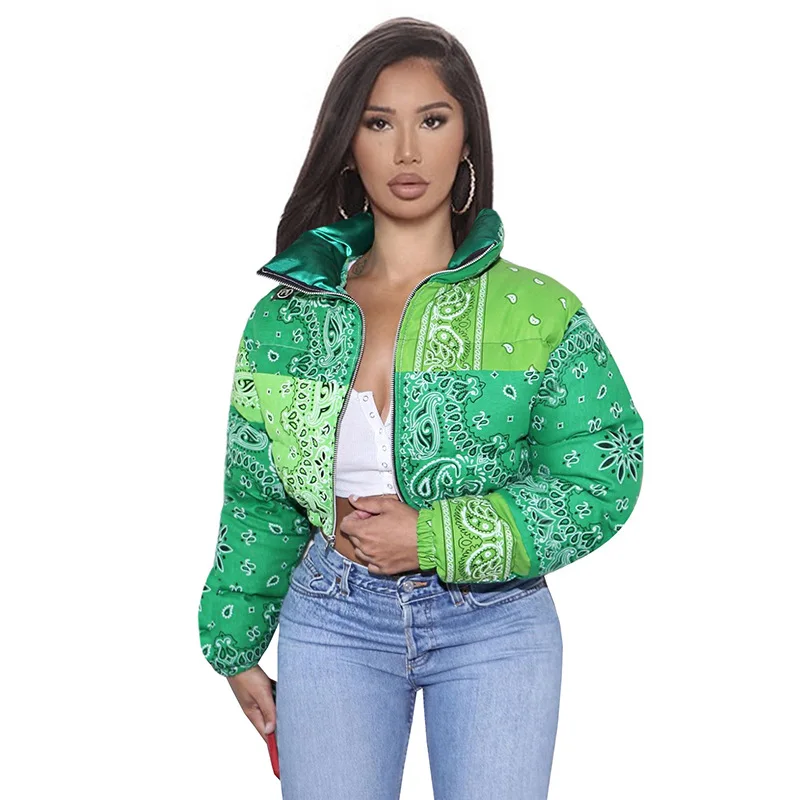 

Autumn And Winter New Thickened Stand Collar Trend Pattern Casual All-Match Bread Cotton Jacket Women, Photo color
