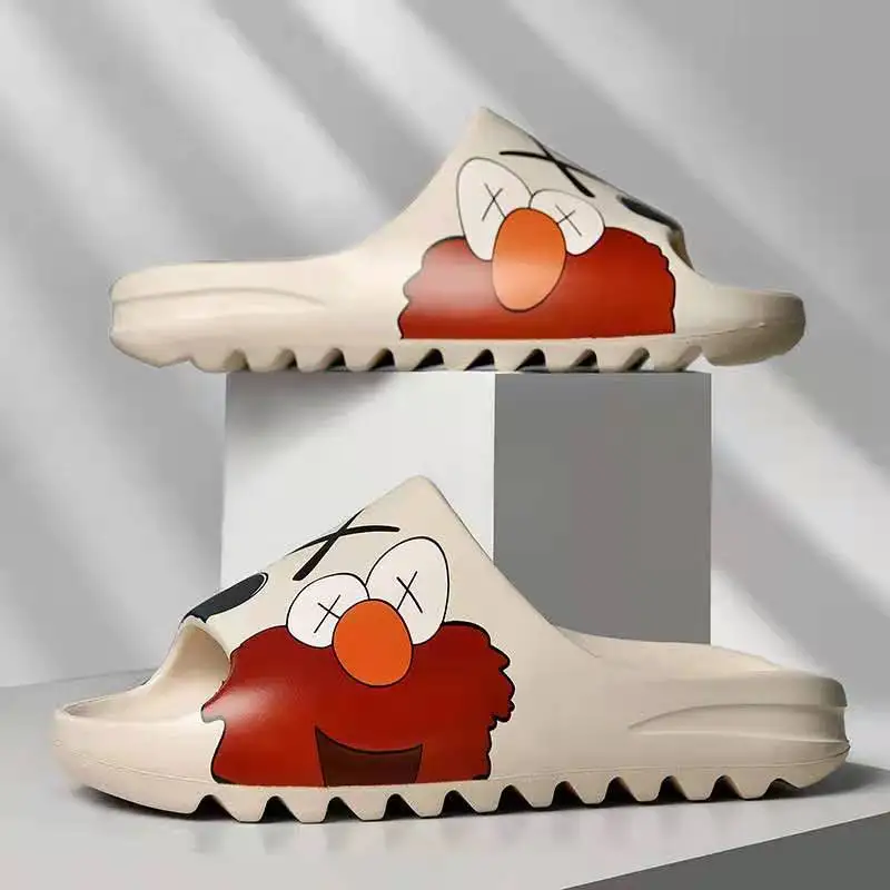 

2021 new trend Custom fashion anti slip women graffiti yeezy inspired slide summer slipper soft eva beach slides, Customizable