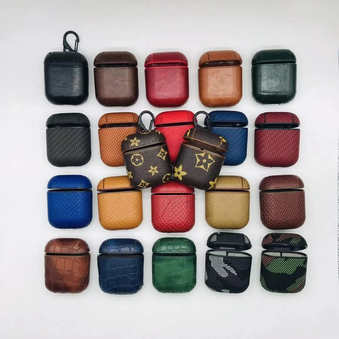 

2019 2020 Protective Luxury Brand for Airpods Pro 1 2 3 PU Leather Case Cover Leather for Airpods Case, Showed as pictures