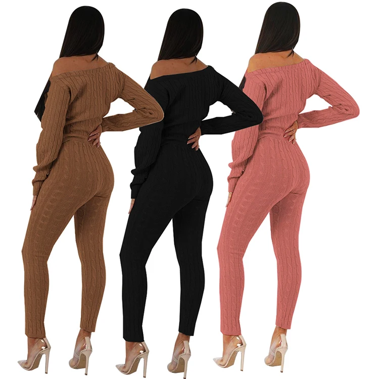 
Custom boutique sweater suit fall women clothing two piece sets 