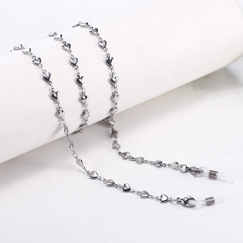 

Fashion 316L Stainless Steel Sunglasses Heart Chain Necklace Metal Anti-slip Lanyards Eyewear Cord Eyeglass Strap Rope Women