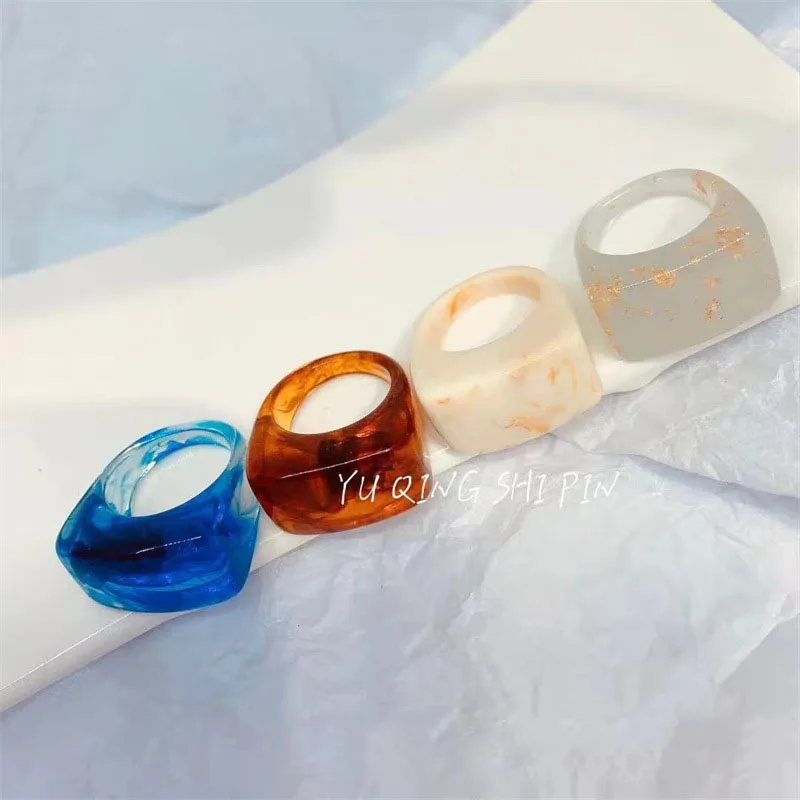 

2021 New Fashion Cloud Effect Acrylic Ring Acetic Acid Rings Acrylic Resin Ring Bisuteria, Various