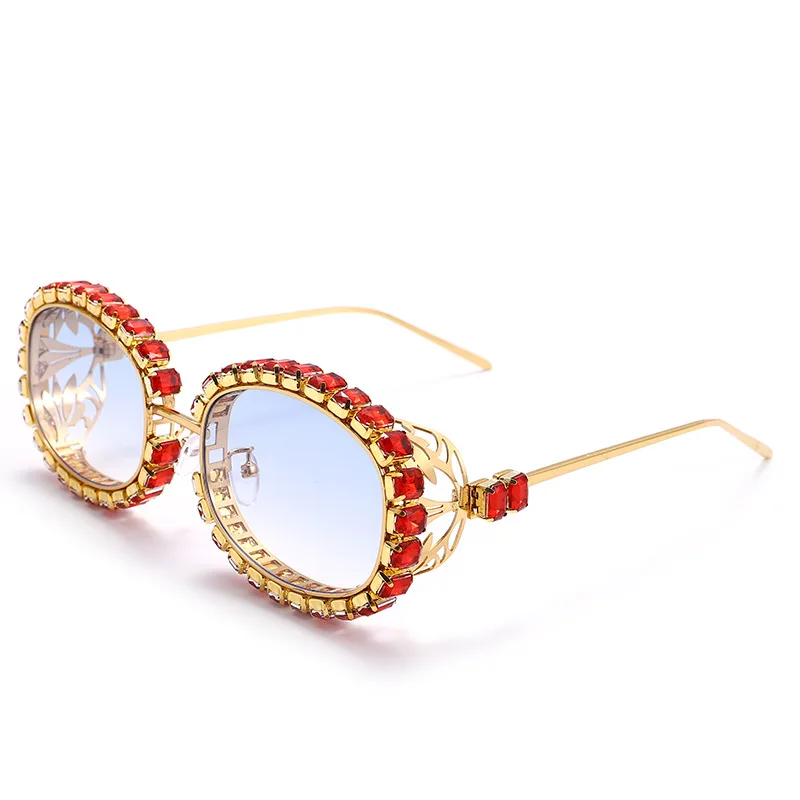 

Best Eyeglasses Online Luxury Ladies Products China Wholesale Vintage Round Glasses Diamond Rhinestone Vintage Oval Sunglasses