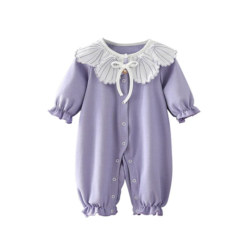 

Children's purple cute shell collar jumpsuit