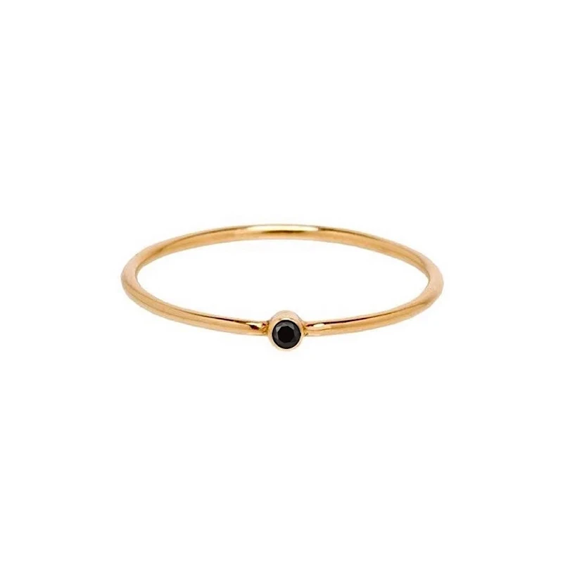 

S925 Sterling Silver Mini Black Simple Diamond Ring