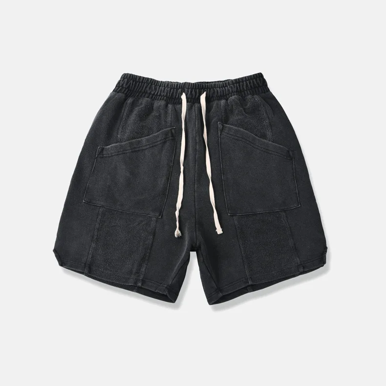 

Wholesale men comfortable blank cotton shorts cargo plain sweat short, Black