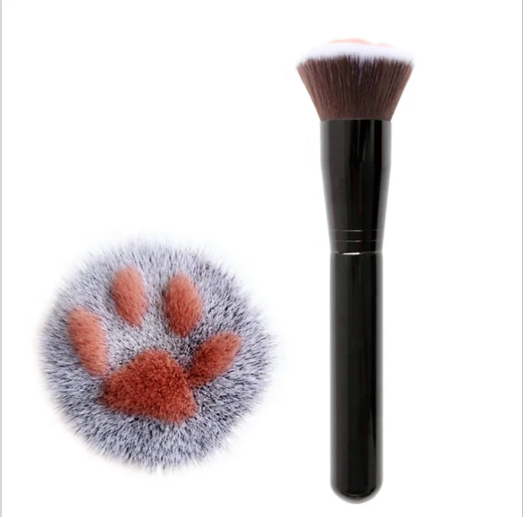 

Single Cute Pink Black Cat Paw Claw Foundation Powder Makeup Cosmetic Tool Brush, Black, pink