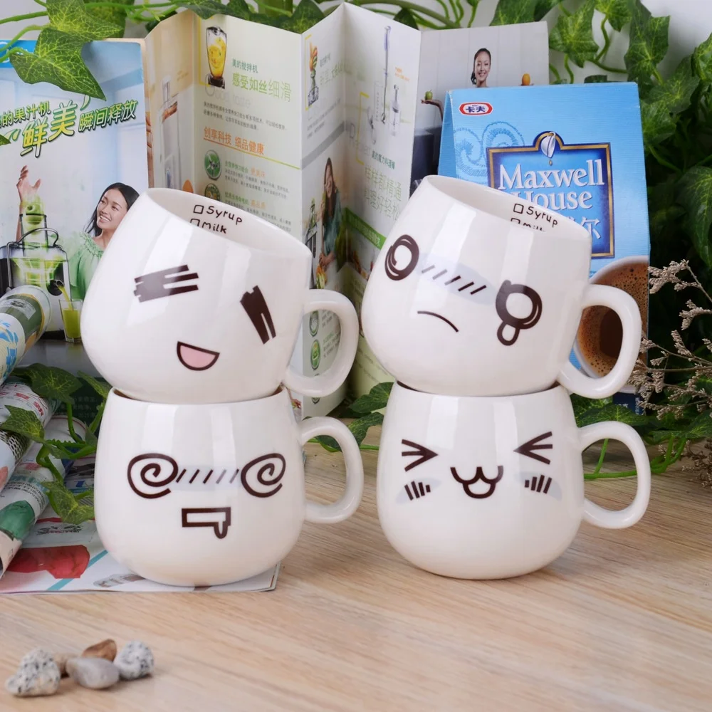 

Baby love various novelty smile face design Cup china ceramic milk / water / coffee mug cup for child and couples