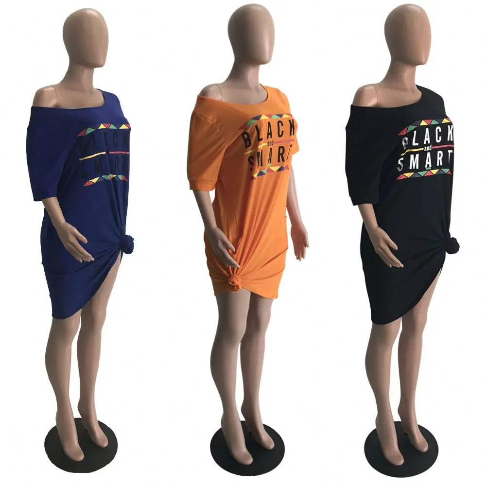 

letter print asymmetrical plus size oversized women casual t shirt dress, Picture