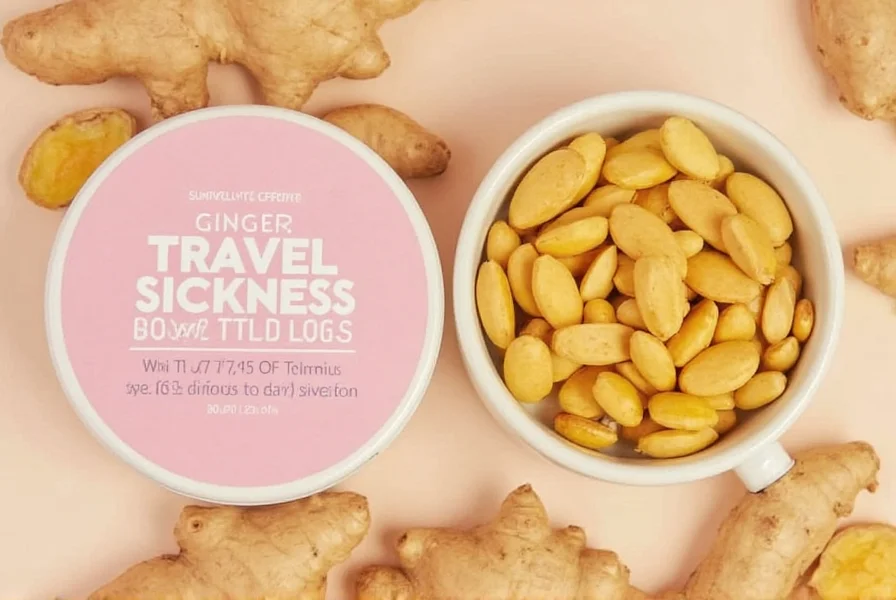 Traveler using ginger candies and acupressure wristbands during car ride to prevent motion sickness