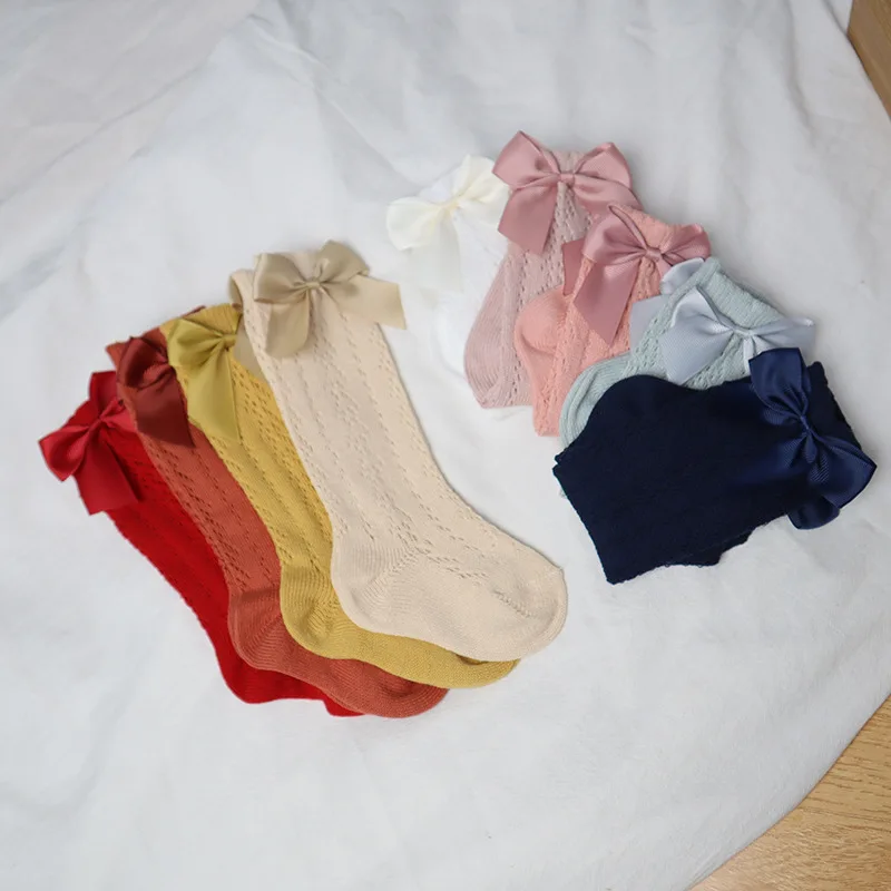 

Ivy91002K 2021 new arrival Spanish girls overknee summer socks bow socks kids hollow out socks, 8colors