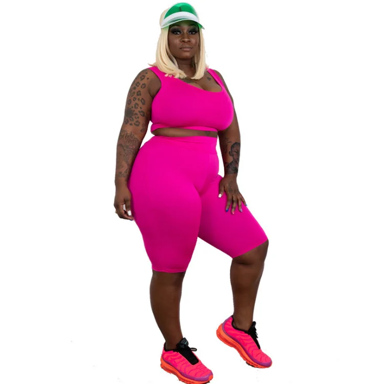 

MOQ 1PC 5 Color 5XL Plus Szie Casual Clothes Ladys Workout Two Pieces Set Plus Size Women Clothing, Picture shows