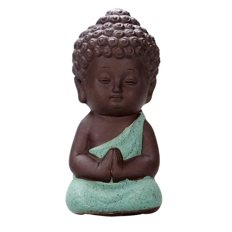1Pc Mini Buddha Statue Monk Statue Tea Pet Ceramic Craft Decor Ornaments 