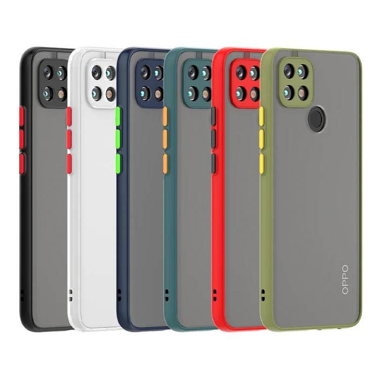 

New Popular skin feel transparent frosted pc tpu combo case back cover for oppo a15 case shockproof