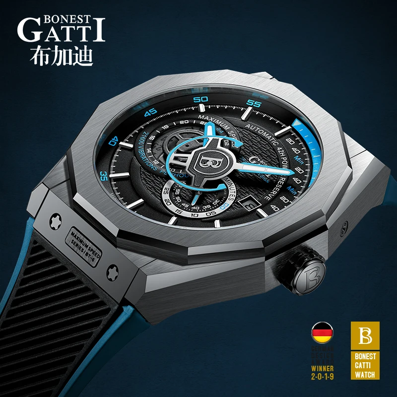 

New luxury Top Brand Leather Men Sport Waterproof Clock Black Watch Relogio Masculino Mechanical Watch