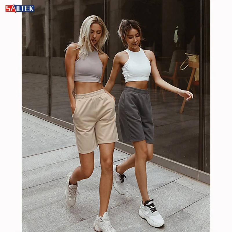 

2020 summer wholesale custom sweat shorts women cotton gym casual women's shorts, Custom color