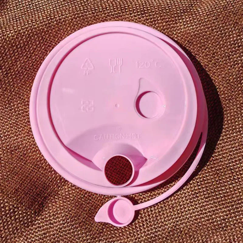 1000pcs to Order Pink 90mm Injection Mold Cover Disposable Lids Plastic Bubble Cup Lids Leakproof Plastic PP Material Wired Plug