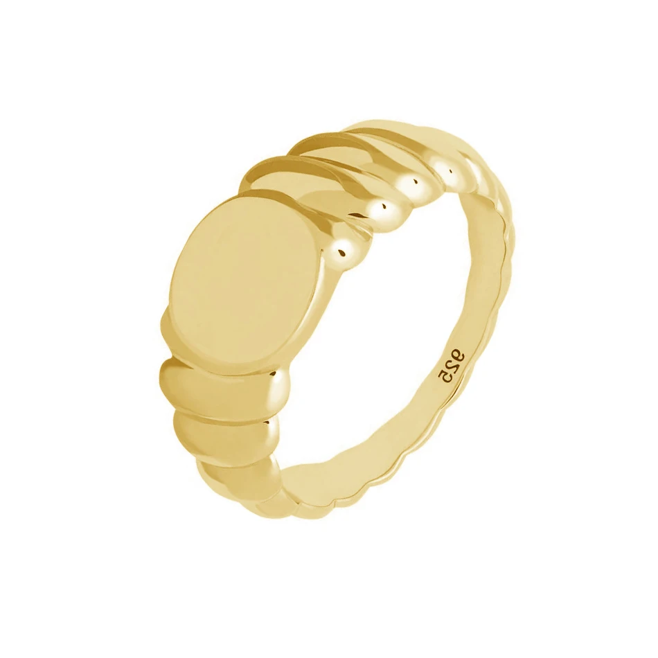 

wholesale jewellery shop Brass signet ring 18K Gold Plated Dome Ring for women