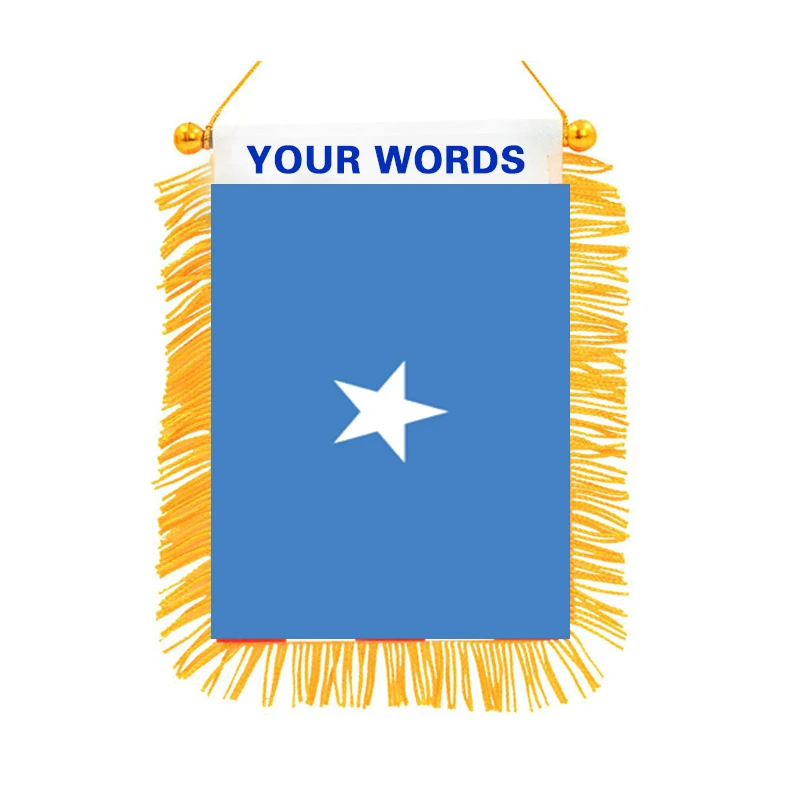 

Mini Flag Banner Rearview Mirror Fringed Double Sided Somalia Federal Republic of Somalia car flag