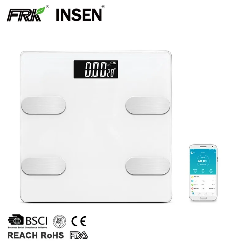 

Bt 180Kg 396Lb Bathroom App Body Fat Monitoring Bmi Analyser Intelligent Weight Scale, White/customized color