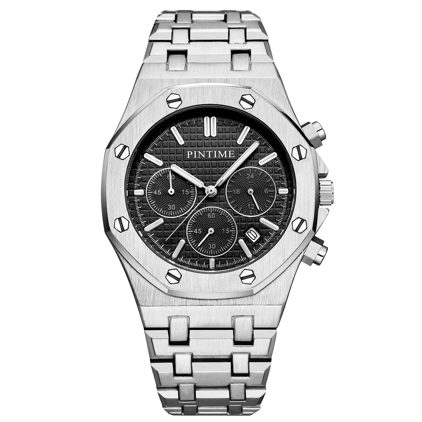 

Amazon best-selling steel band multi-function men's quartz 6-pin wholesale business watch fashion quartz watch