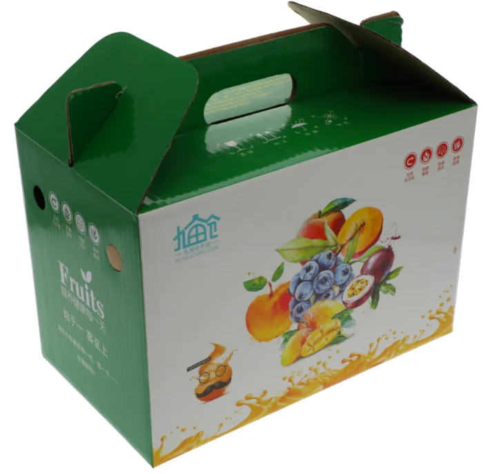 

Classic kraft paper gift box for packaging fruit and vegetable with handle