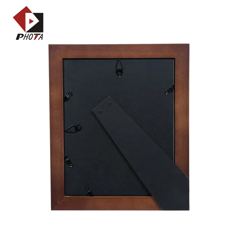 PHOTA Walnut Wall Mount 8x10 Flat Double Mat for 5x7 Photo Picture Frame