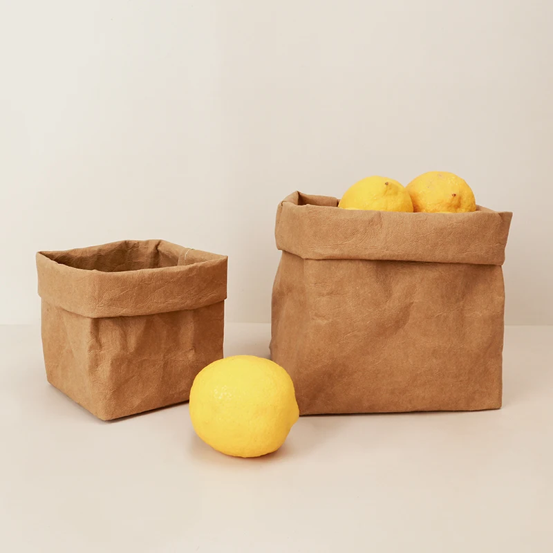 

Eco-Friendly Recyclable Multifunctional Fruit Storage Basket Washable Kraft Paper Bag, Customized