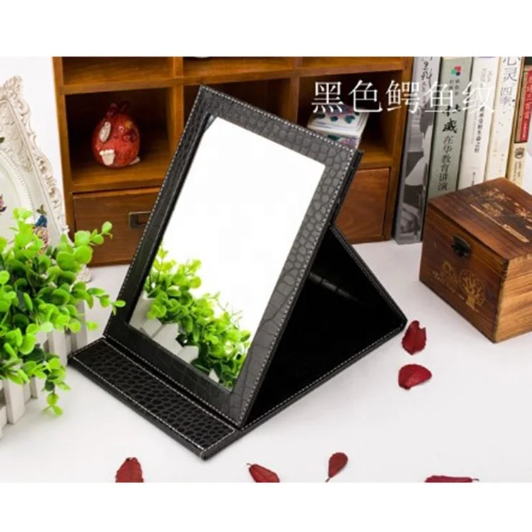 

FYD Wholesale Foldable Portable Cosmetic Makeup PU Leather Desk Mirror