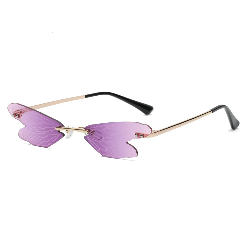

YTSBNs20108 wholesale custom rimless sunglasses china wings sunglasses women Shades Fashion UV400 Sunglasses 2020, 5colors
