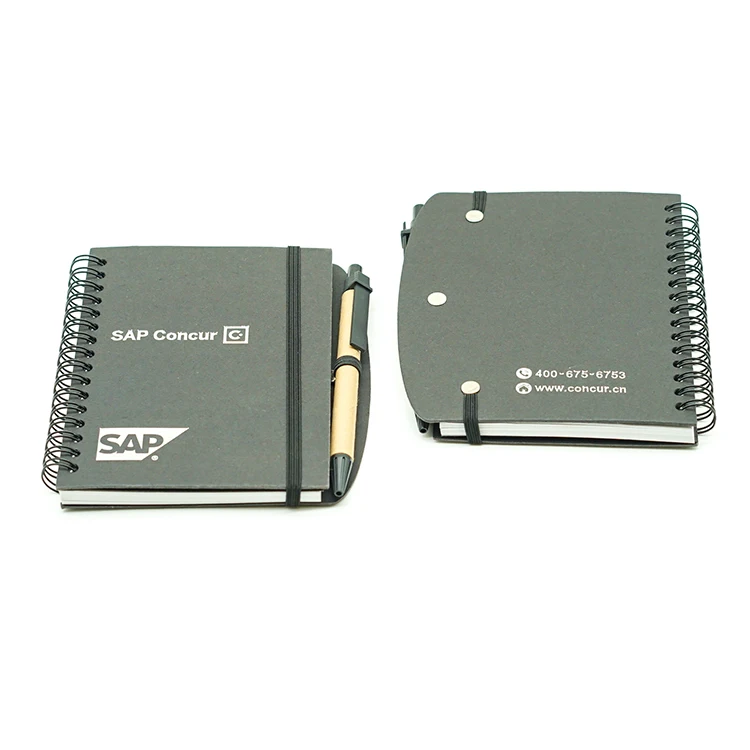 
Custom logo high quality hardcover a6 spiral notebook with pen / notebook set 