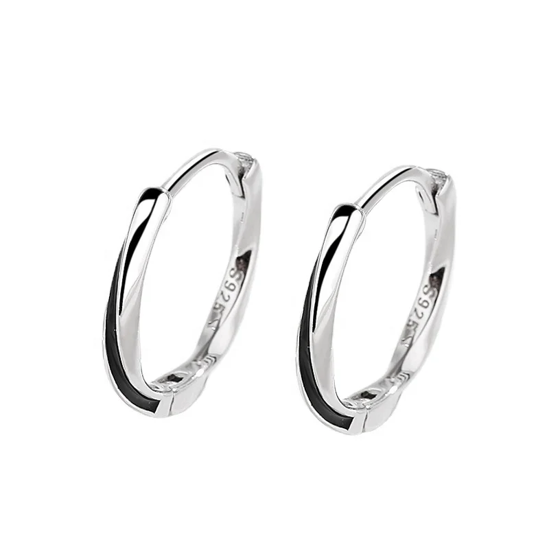 

Rainbowking s925 sterling silver earrings Mobius ring ins trendy men cold style niche design geometric earrings