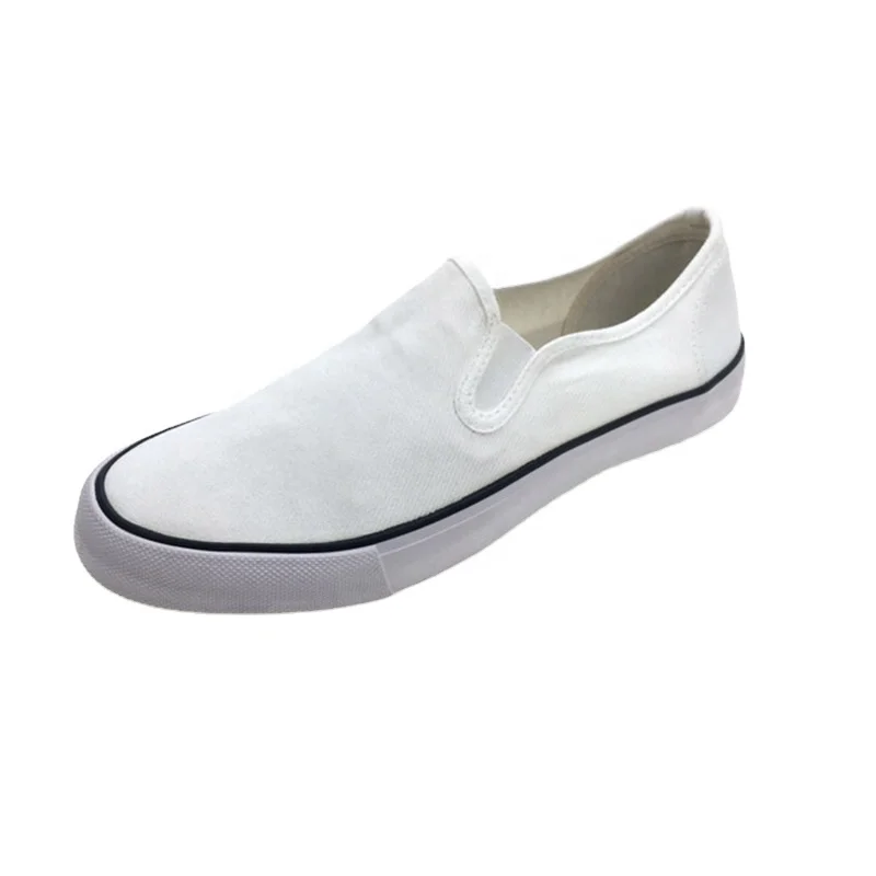 

Unisex slip on wear-resistant breathable classic big size latest casual men plain white canvas shoe, Customized