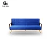 2019 Best Seller 3 Seater Fold Out Couch Bed Sofa Metal Frame Velvet Upholstered Comfortable Full Sleeper Sofa