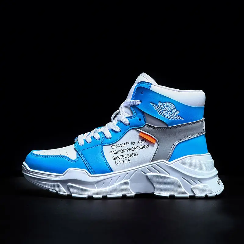 

2021 HOT SALE China wholesale high top men sneaker active sport shoe manufacturer, White, black, blue, red
