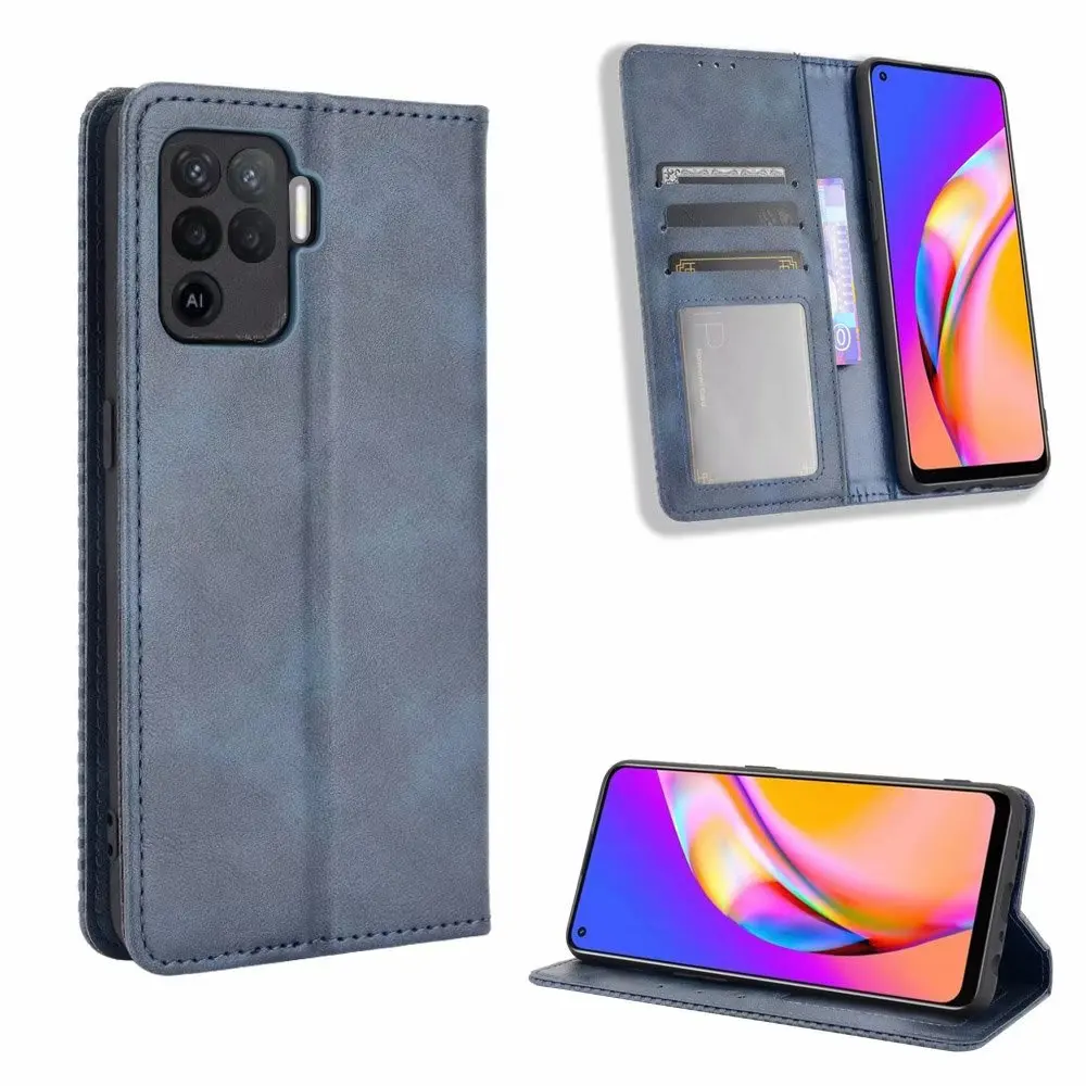 

Retro Flip Wallet Leather Case Cover For OPPO A94 4G/ F19 Pro/Reno 5 Lite 5F, As pictures