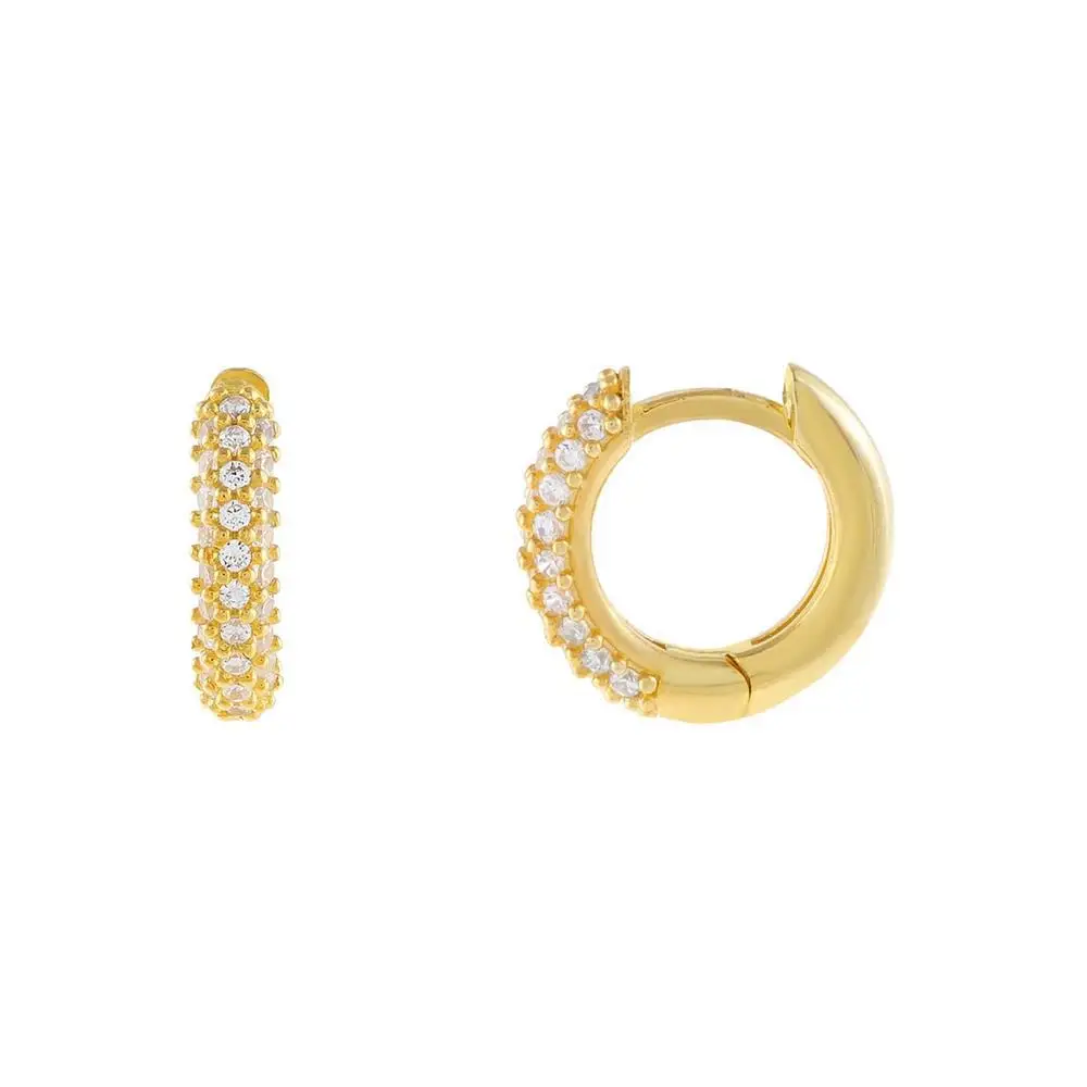 

Classical Style 18K Gold Plating Diamond Circle Earring Micro Pave CZ Zircon Clip On Earrings