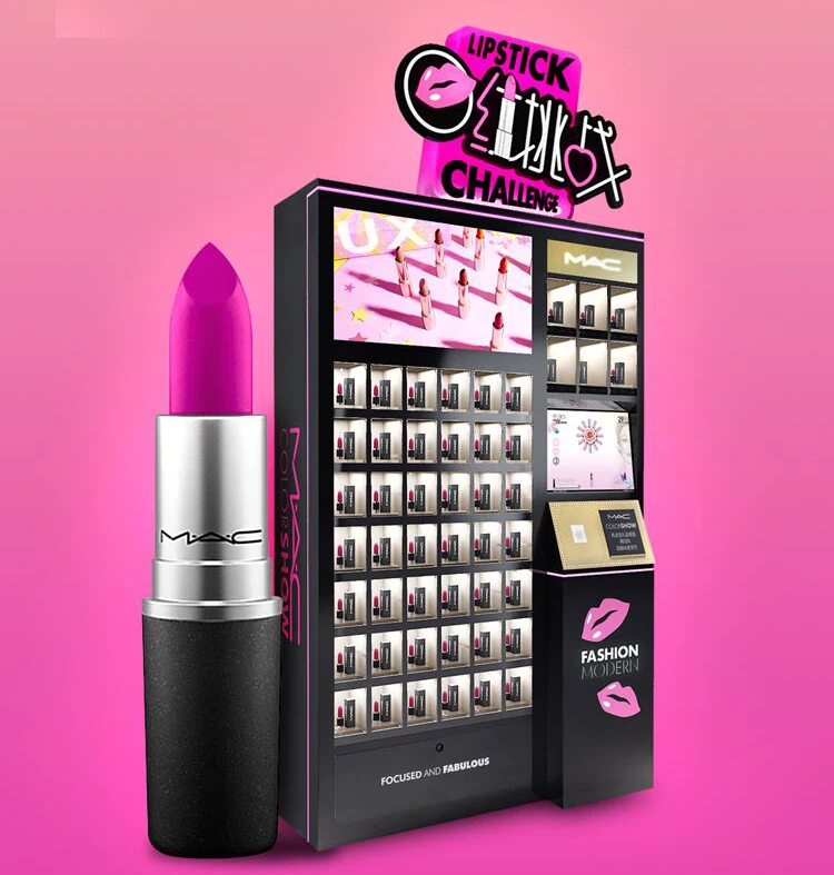 

earn money coin operated games lipstick touch screen machine cosmetics vending machine, Pink /black