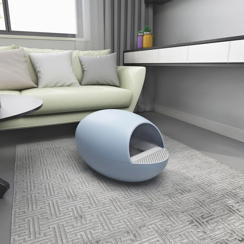 Eggs Pink Smart Cat Litter Box Semiclosed Cute Auto Waterproof