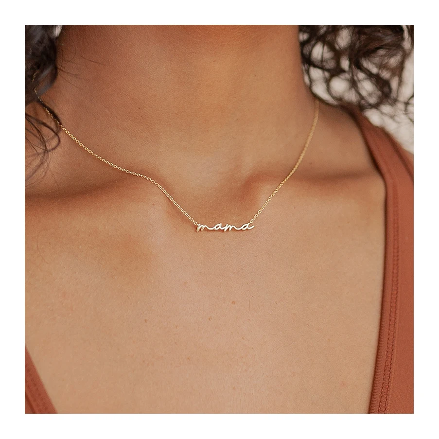 

Gold Plated Stainless Steel Dainty Mama Necklace Mom Necklace for Mom Mother Gifts Custom Name Necklace Personalised Jewelry