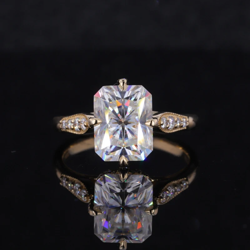 

Classic Style Radiant Moissanite Gemstone 14k Yellow European Style Wedding Rings