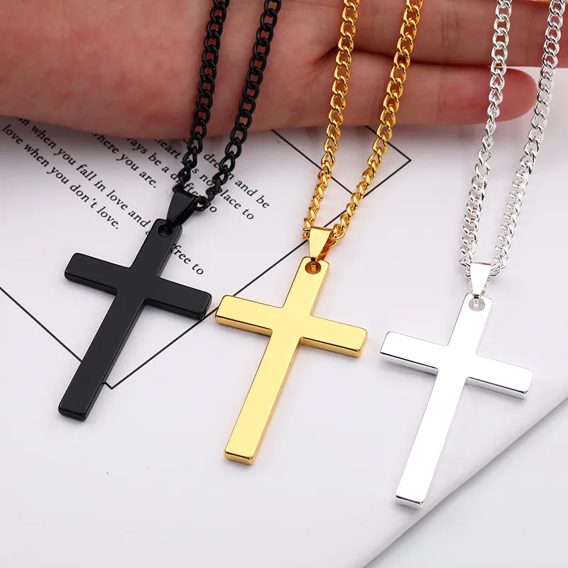 

gold filled cross necklace pendent necklace 316l stainless steel steel jewellery sequential prophet black and gold necklace, 3 various colors available