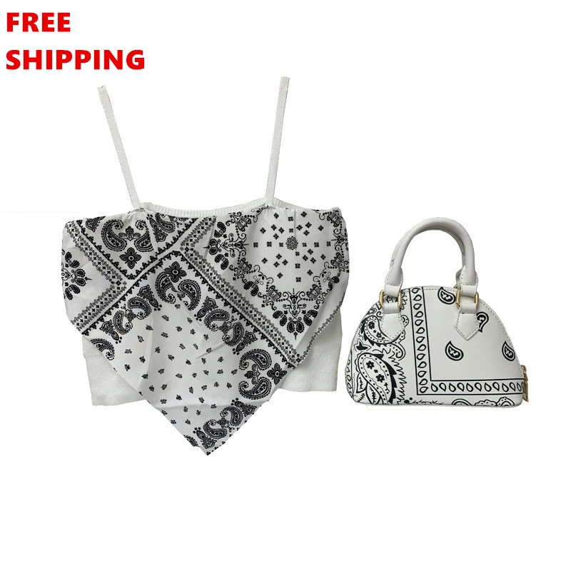 

New arrival brand name printed Mini Purse bag matching suspenders set FREE shipping handbag sets, Black / blue / red /white