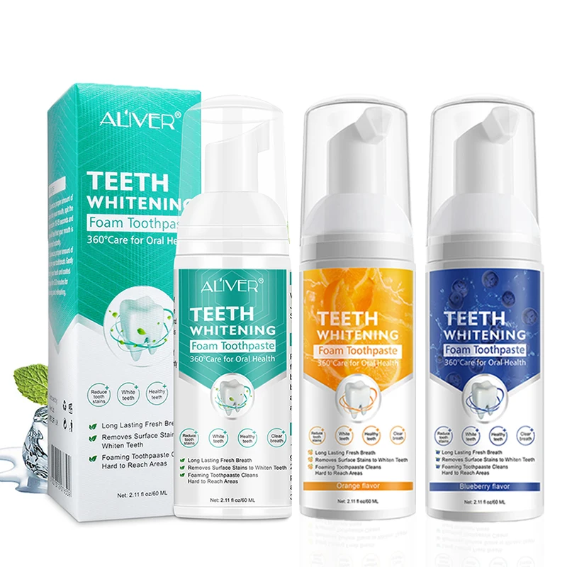 

OEM Private Label Natural Herbal Teeth Whitening Cleaning Mousse Fruit Flavor Oral Care Liquid Foam Toothpaste