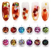 

HOT 12colors Nail Art Decals Autumn Fall Maple Leaves Glitters Sequins for Nail Decoration