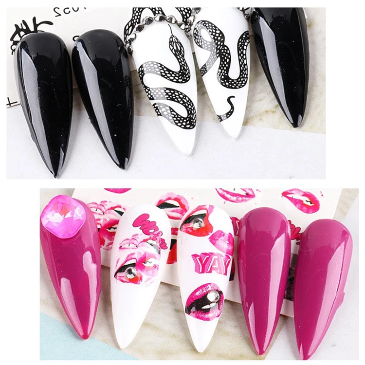 

Dark style street fashion nails accesories designs sticker art decoration, As shown