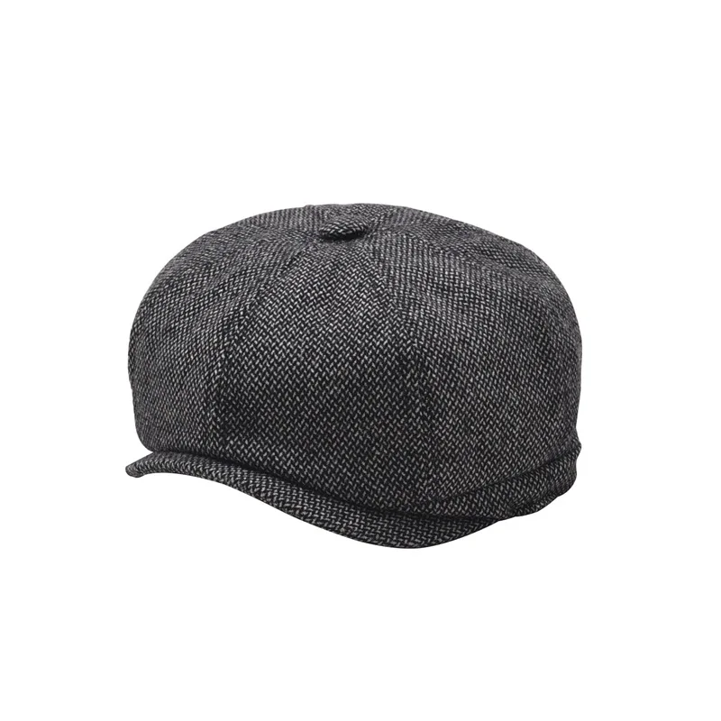 LRT Wholesale Custom Fashion Men 8-Panel  Newsboy Cap Hat Strip Herringbone Beret Caps For Men.jpg